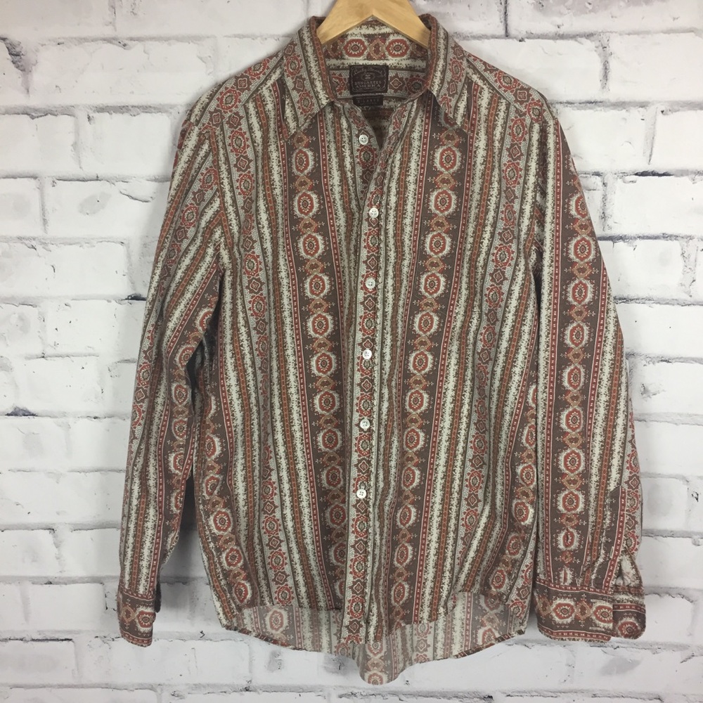 Lucky Brand brown, burnt orange boho print shirt